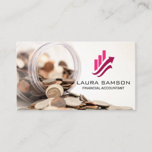 Jar of Coins   Logo für Finanzdiagramm-Wachstum Visitenkarte