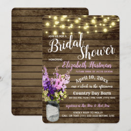 Jar of Delpheniums and Lights Rustisches Brautpart Einladung