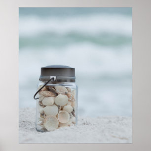 Jar of Seashells am Strand   Florida Poster
