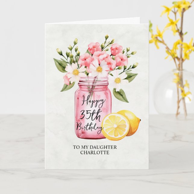 Jar Pink Blume Jubiläum Jubiläum Gruß Karte (Gelbe Blume)