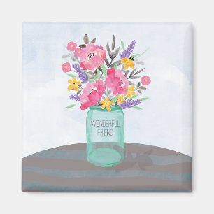 Jar Vase der Mutter mit Blume Magnet