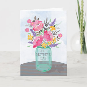 Jar Vase zum Ersten Muttertag mit Blume Karte