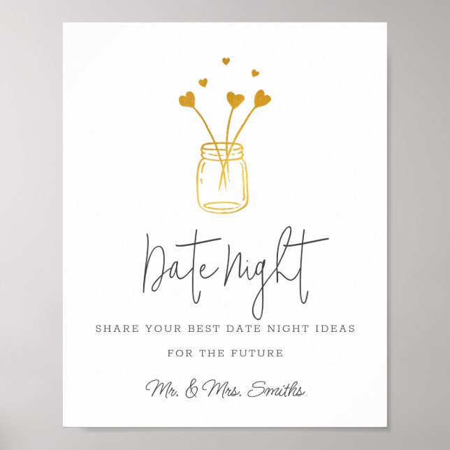 Jar with Heart Brautparty Date Night Jar Sign Poster (Vorne)