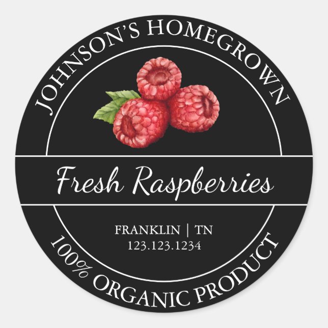 Jardin à la maison Étiquette de framboise bio frai (Devant)