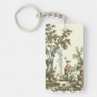Jardin asiatique avec femme et animaux