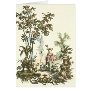 Jardin asiatique avec femme et animaux