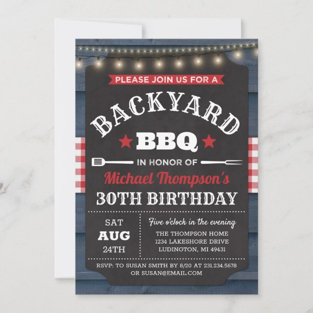 Jardin Barbecue Anniversaire Invitation (Devant)