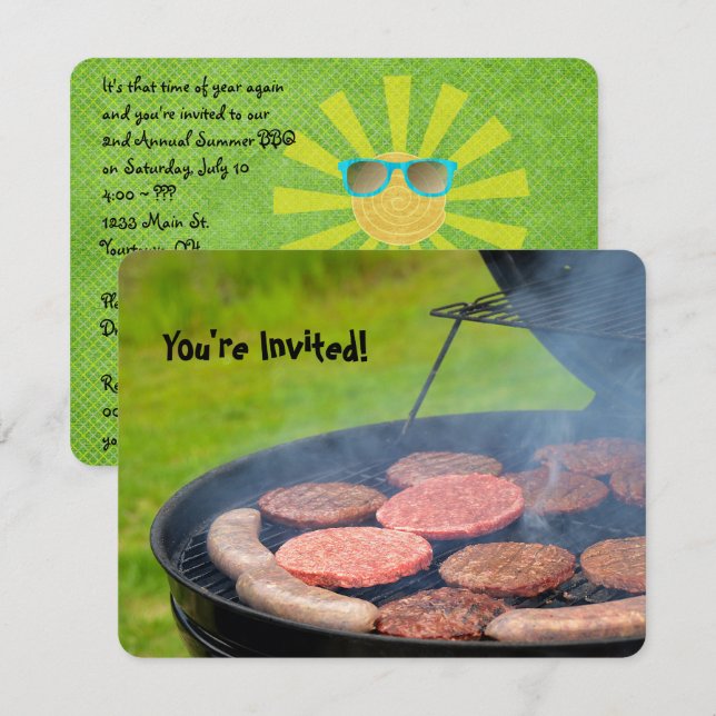 Jardin Barbecue Invitation (Devant / Derrière)