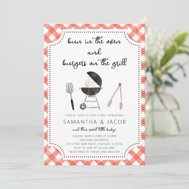 Jardin BBQ Baby shower Invitation (Debout devant)