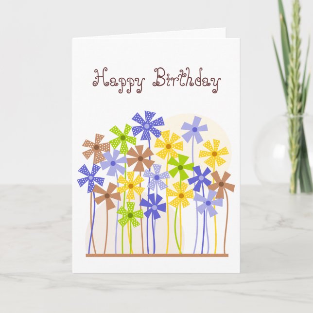 Jardin bleu et jaune Carte d'anniversaire (Devant)
