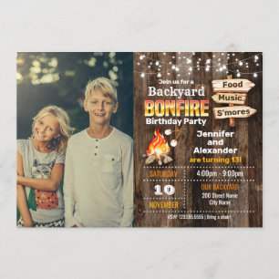 Jardin Bonfire Anniversaire Fête Invitation