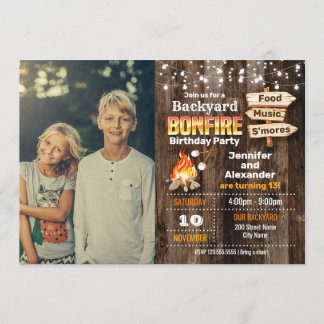 Jardin Bonfire Anniversaire Fête Invitation