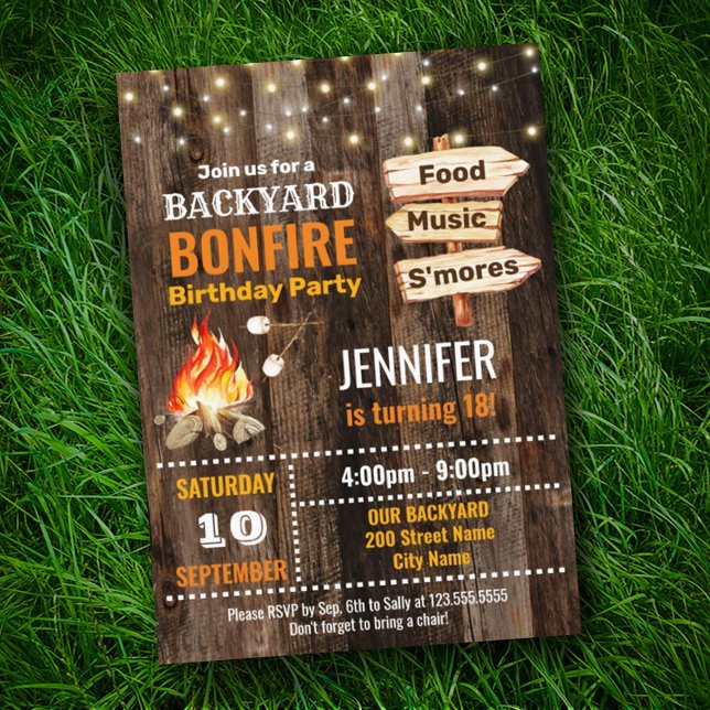 Jardin Bonfire Anniversaire Fête Invitation (Créateur téléchargé)