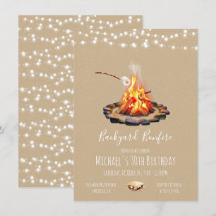 Jardin Bonfire chaîne de lumières Invitation