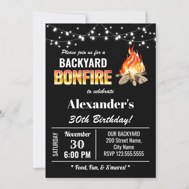 Jardin Bonfire Invitation d'anniversaire (Devant)