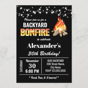 Jardin Bonfire Invitation d'anniversaire