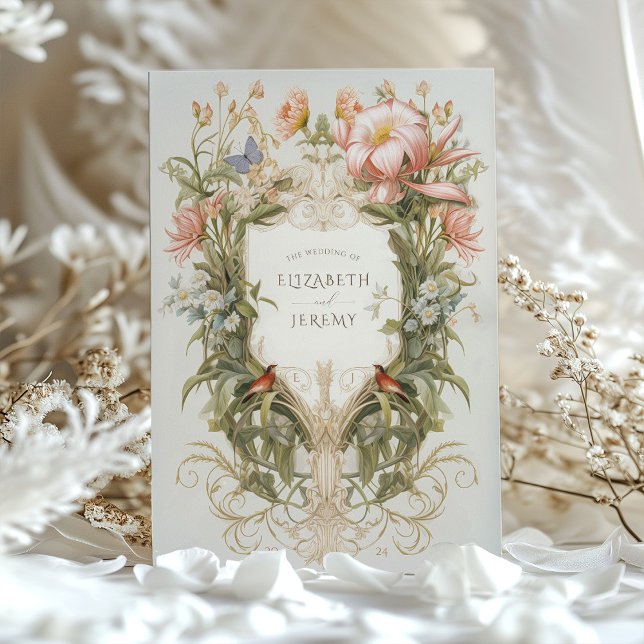 Jardin botanique Faire-part de mariage Art nouveau (Créateur téléchargé)