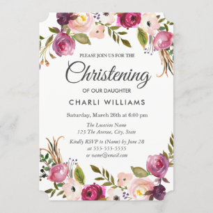 Jardin botanique Floral baptême invitation