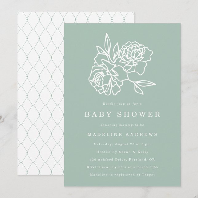 Jardin botanique | Invitation Baby shower (Devant / Derrière)