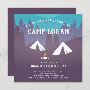 Jardin Camping Anniversaire Invitation