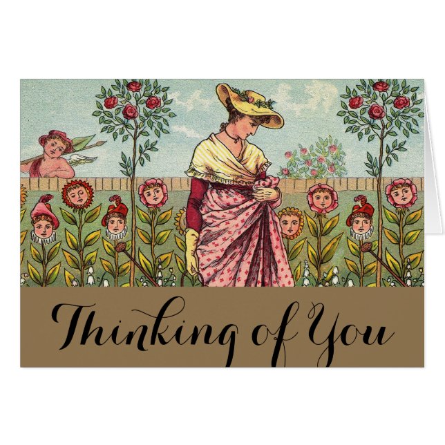 Jardin Cultivation Flower Woman Art Antique (Devant horizontal)