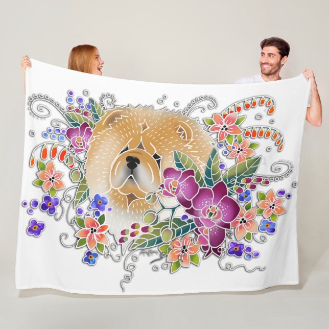 JARDIN DANSE CHOW blanc- Couverture en polaire 3 t (En situation)