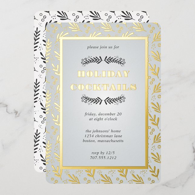 Jardin de baies de Noël | Invitation Foil (Recto/Verso)