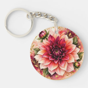 Jardin de dahlias à l'aquarelle orné de joyaux