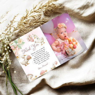 Jardin de fleurs d'oie soie Carte de remerciements