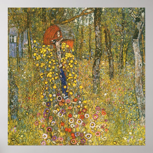 Jardin de la ferme de Klimt avec affiche de Crucif (Devant)