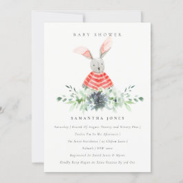Jardin de lapin rose mignon Baby shower Invitation