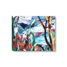 Jardin de lapin Vitrail sur toile enveloppée