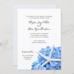 Jardin de mer Blue Hydrangea Faire-part de mariage