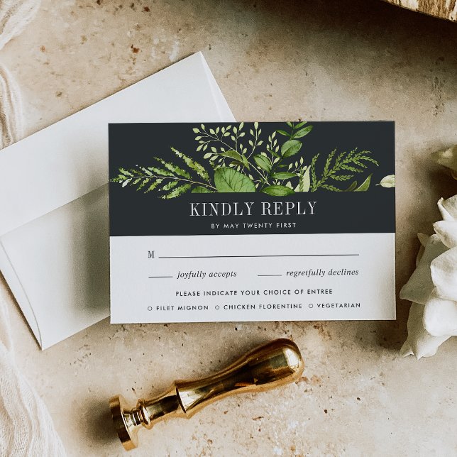 Jardin de minuit | Carte RSVP de choix de repas (Créateur téléchargé)