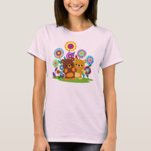 Jardin de nounours dessin animé mignon T-Shirt fem