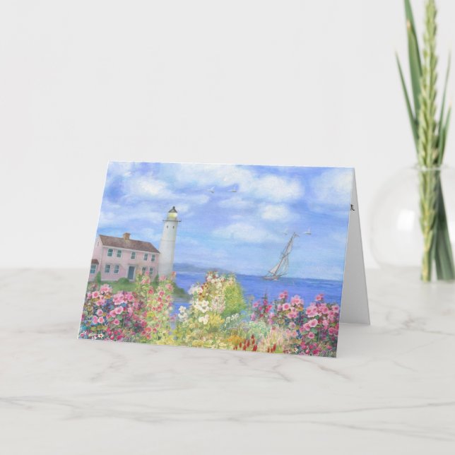 Jardin de phare illustré Carte d'anniversaire pers (Devant)