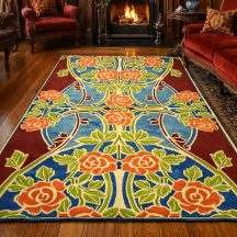 Jardin de roses rétro Art nouveau