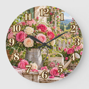 Jardin de roses romantique horloge de campagne