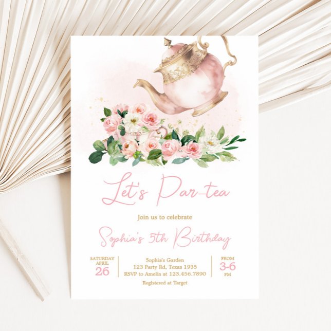 Jardin de thé floral Invitation fête d'anniversair (Floral Tea Party Birthday Party Invitation)