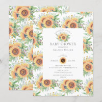 Jardin de tournesol Baby shower floral Invitation