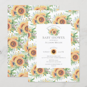 Jardin de tournesol Baby shower floral Invitation