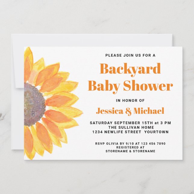 Jardin de tournesol Couples Baby shower Invitation (Devant)