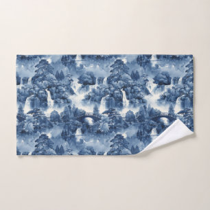Jardin d'eau japonais en porcelaine blanche bleue