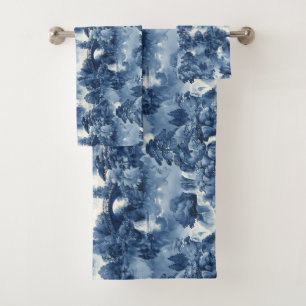 Jardin d'eau japonais en porcelaine blanche bleue