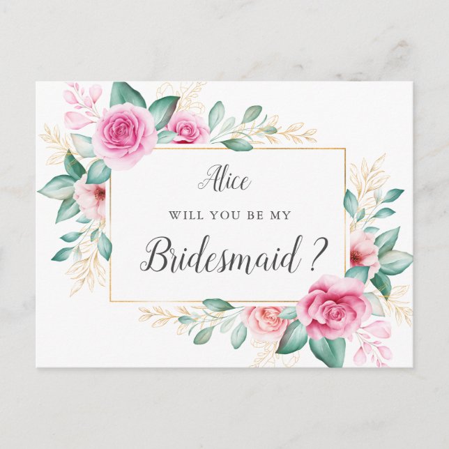 jardin délicat bridesmaid florale Invitation (Devant)