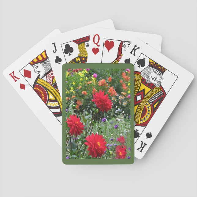 Jardin des cartes de jeu de fleurs de dahlia (dos)