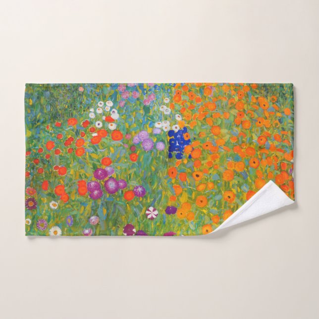 Jardin des fleurs par Gustav Klimt (Serviette à main)