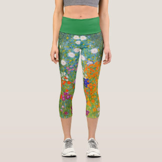 Jardin des fleurs par Gustav Klimt Capri Leggings