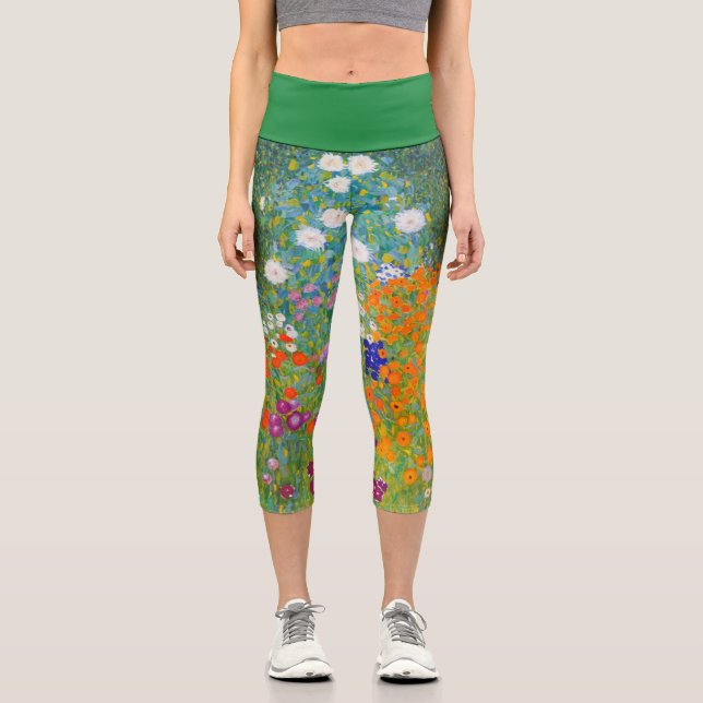 Jardin des fleurs par Gustav Klimt Capri Leggings (Recto)