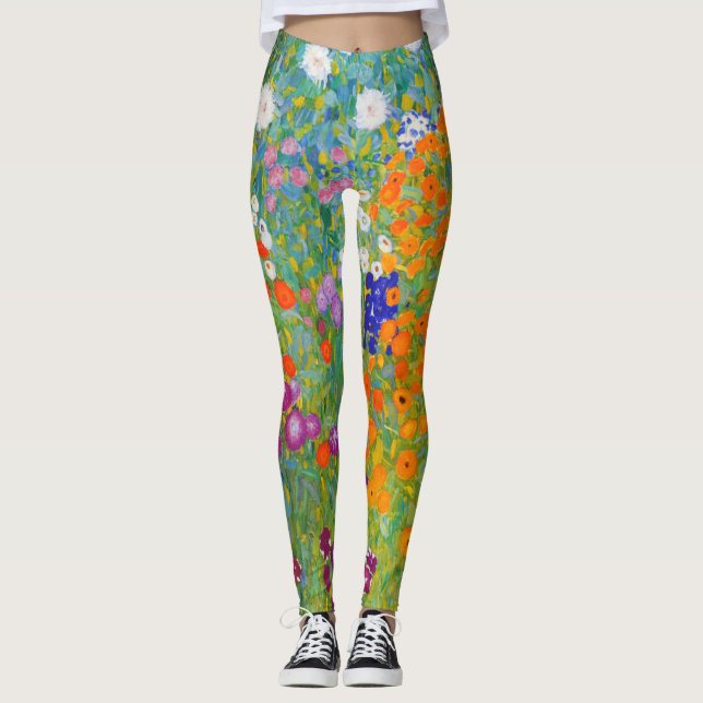 Jardin des fleurs par Gustav Klimt Leggings (Devant)
